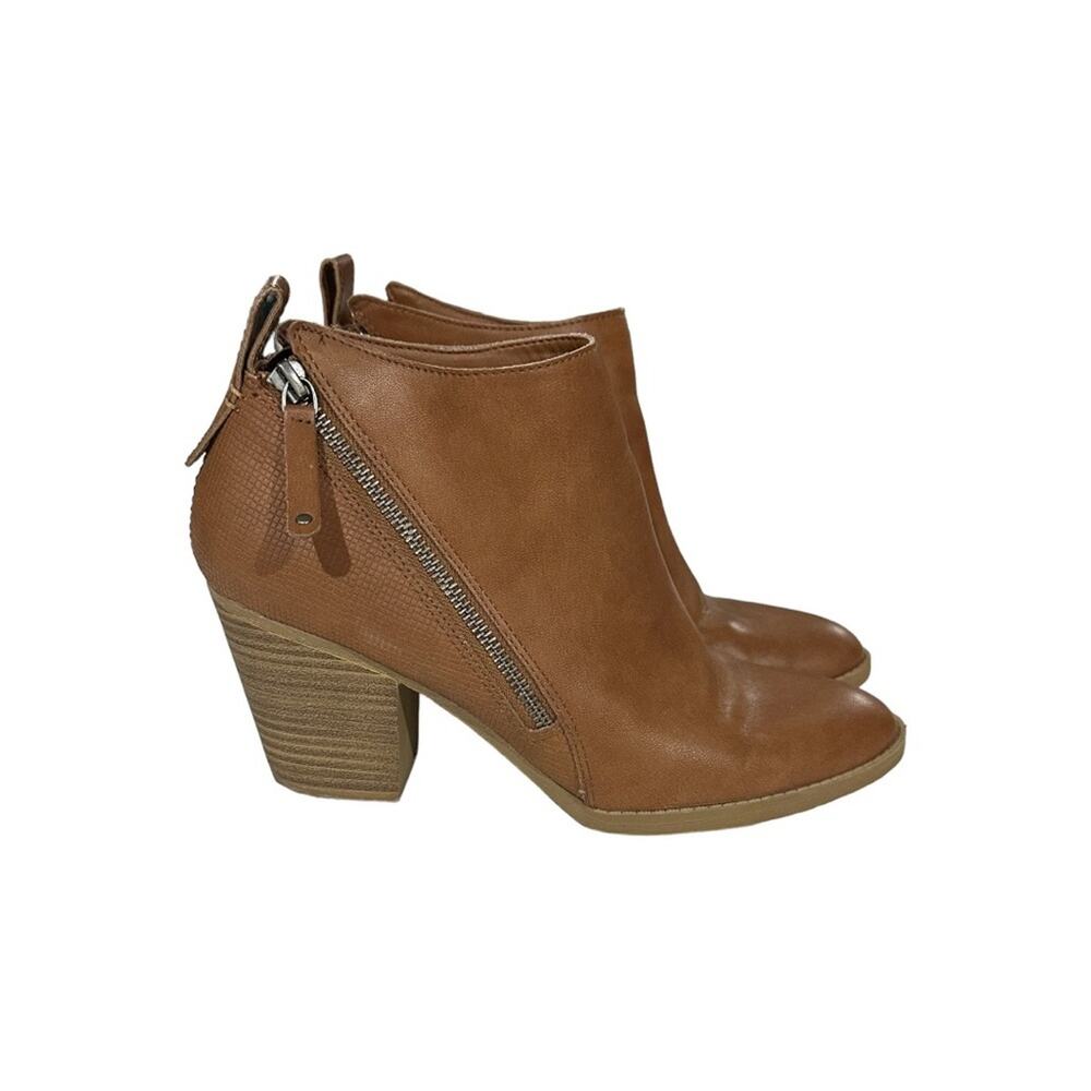 DV Dolce Vita Brown Asymmetrical Zipper Heeled Booties Size 10